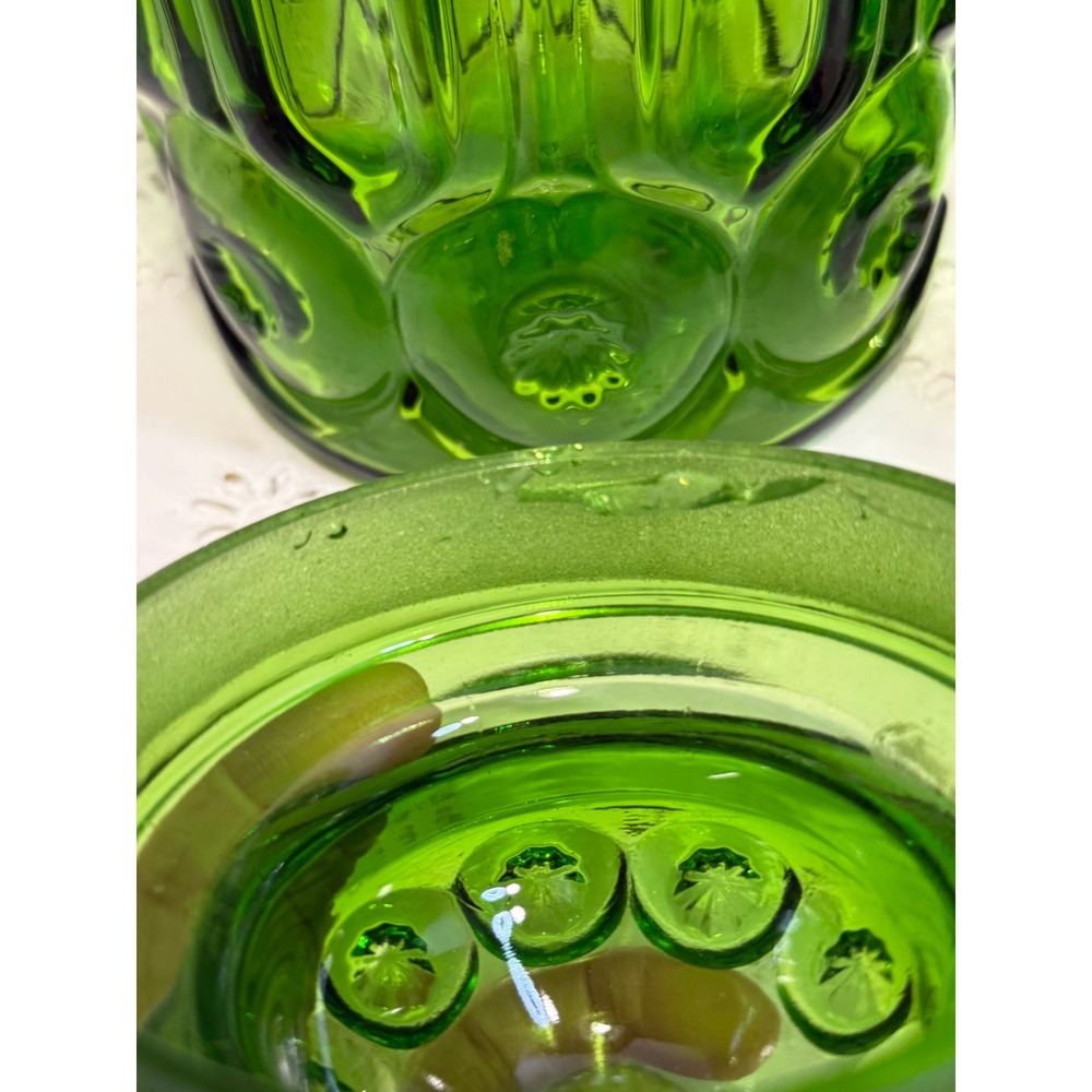Vintage LE Smith Moon and Star Green Glass Canister Set 4 Piece Apothecary Jars - Picture 12 of 16
